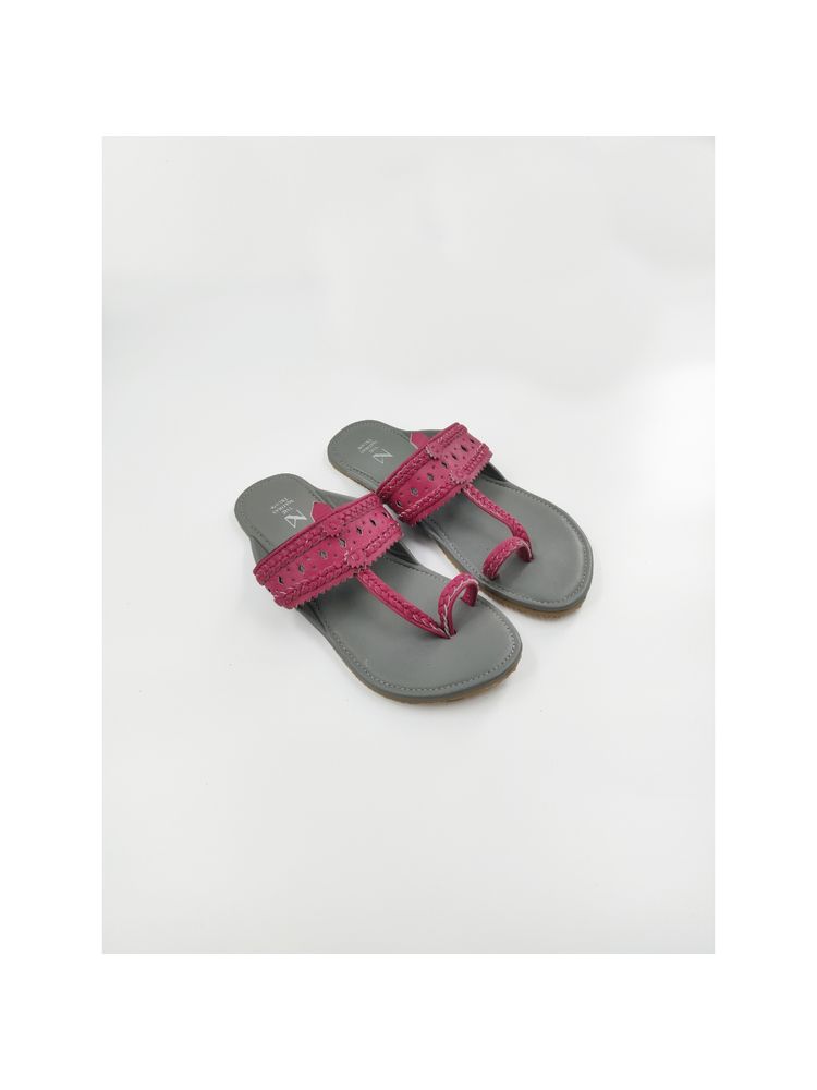 The Madras Trunk Grey Pink Kolhapuris-picture-16