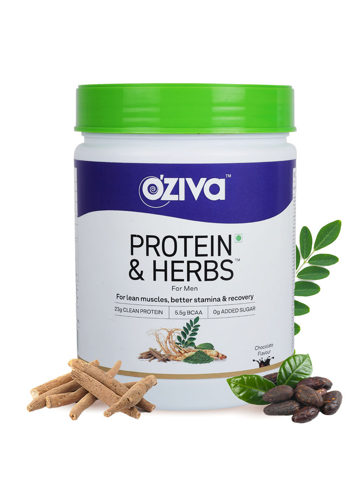 OZiva Protein & Herbs For Men, for Lean Muscle, Better Stamina and Recovery, Chocolate