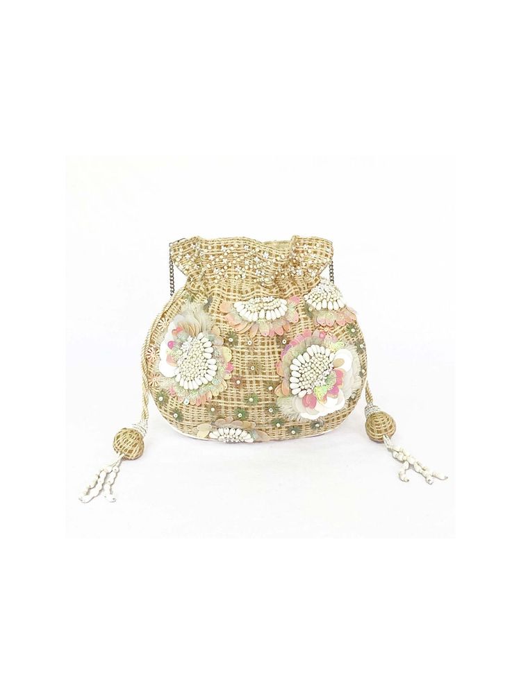 PRAVO Ivory Embellished Potli Bag-picture-19