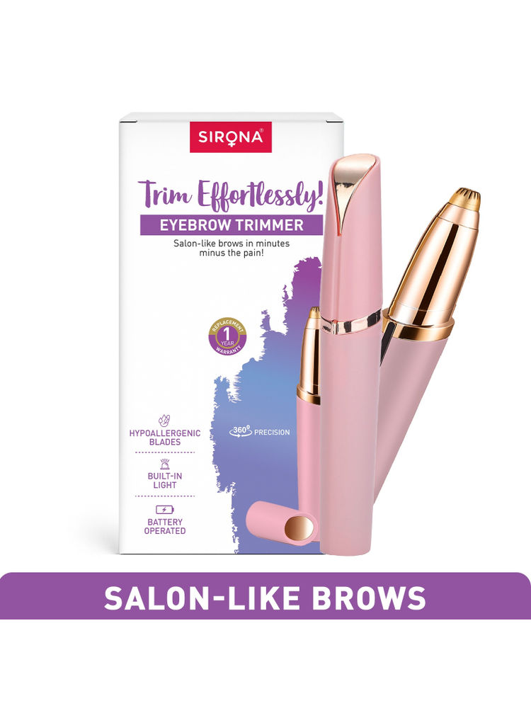 Sirona Battery Operated Mini Eyebrow Trimmer with Built-In Light for Pain-Free Brow Shaping
