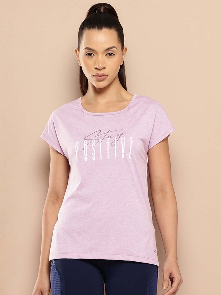 Alcis Lavender Slim Fit Pull On Round Neck T-Shirt-image-4