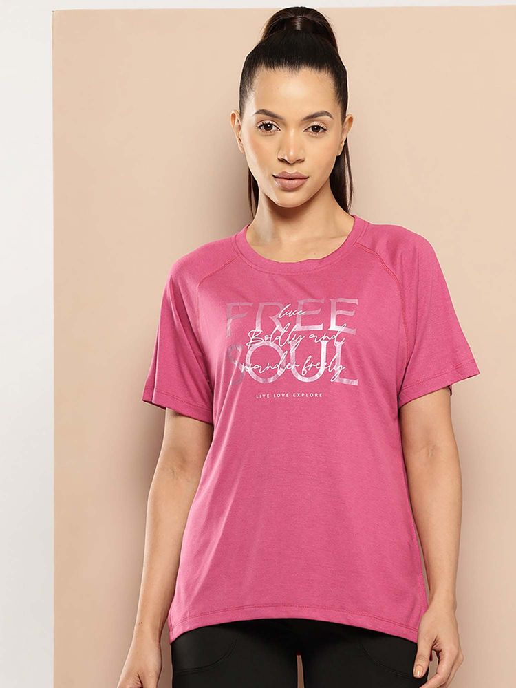 Alcis Pink Regular Fit Pull On Round Neck T-Shirt-picture-10