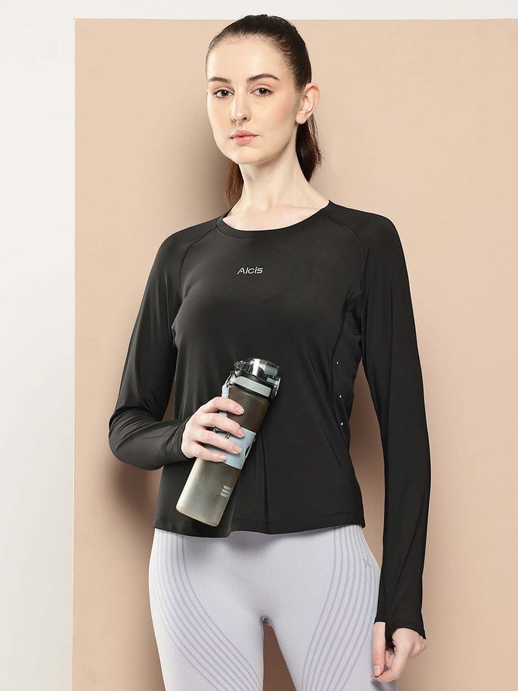 Alcis Black Slim Fit Pull On Round Neck T-Shirt-picture-11