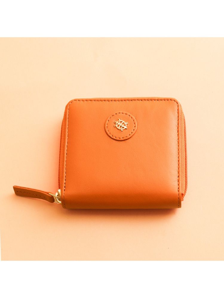 Tortoise Olivia 100% Genuine Leather Zip Around Women Wallet Orange-picture-25