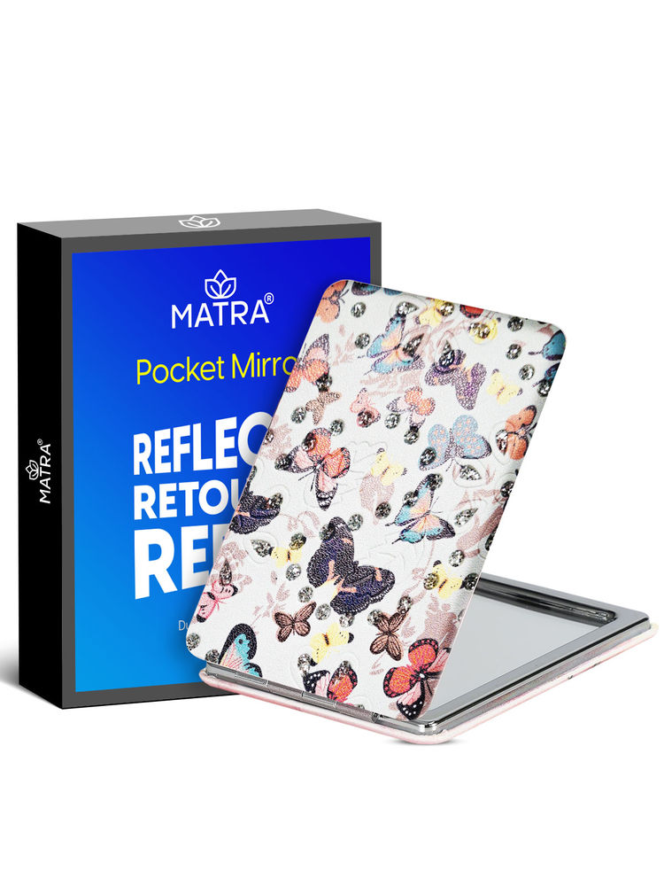 Matra Pocket Compact Portable Foldable Hand Mirror Double Sided Travel Size-image-26