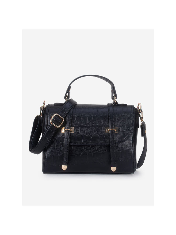 Yelloe Black Croco Satchel Bag-picture-24