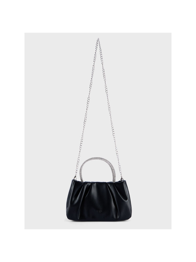 RSVP by Nykaa Fashion Black Diamante Embellished Handle Hand Bag-image-3