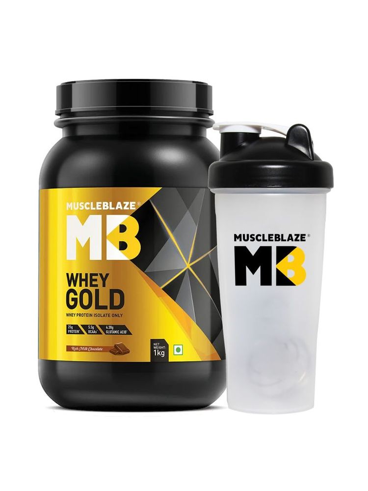 MuscleBlaze Whey Gold 100% Whey Isolate Protein Supplement Powder With Shaker - Rich Milk Chocolate-image-5