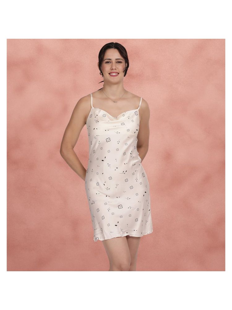 Shyaway Shyle White Printed Satin Night Dress-image-21