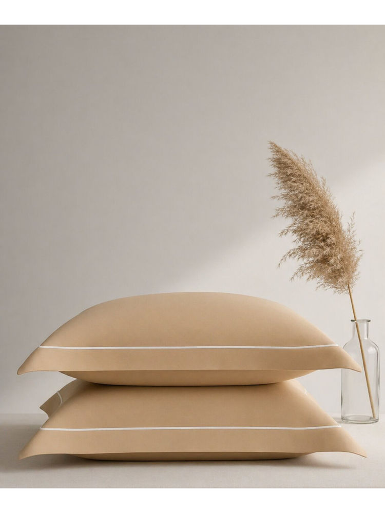 MULBERRY LIVING Beige Serenity Solids Cotton 250TC Pillow Covers (Pack of 2)-picture-25