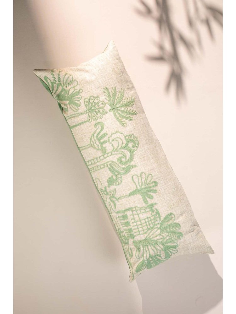 Freedom Tree Temple Palms Beige Cylindrical Cushion Cover (14X36 Inches)-image-35