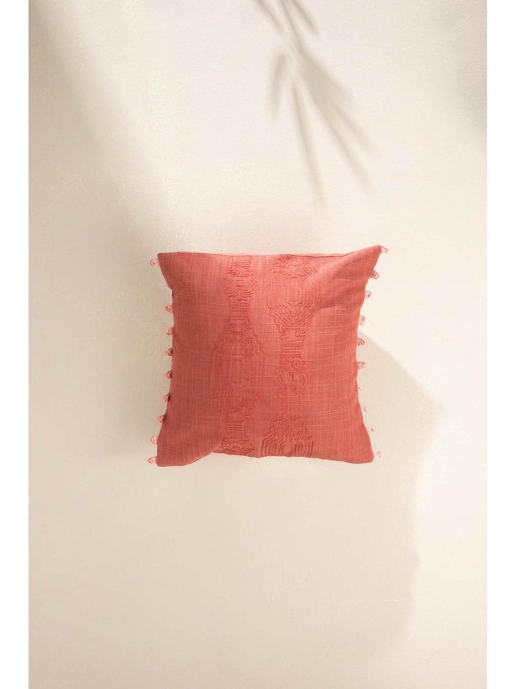 Freedom Tree Taram Embroidered Red Pepper Square Cushion Cover (16X16 Inches)-picture-10
