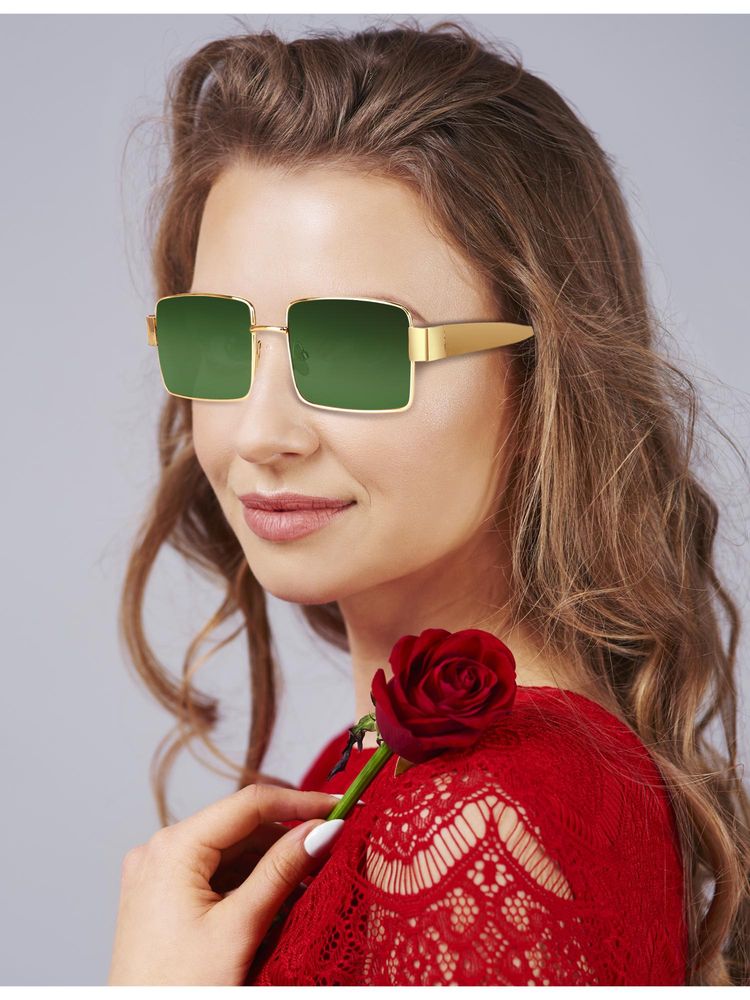 ROYALTAIL Unisex Gold Frame & Green Lens Vintage Sunglasses (58)-picture-12