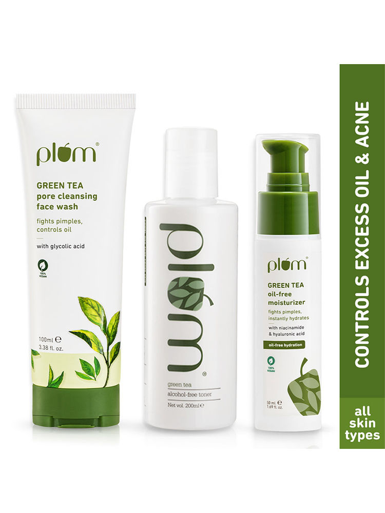 Plum Green Tea Face Wash, Toner & Moisturizer Kit for Acne-Free Skin & Oil-Free Hydration-image-36