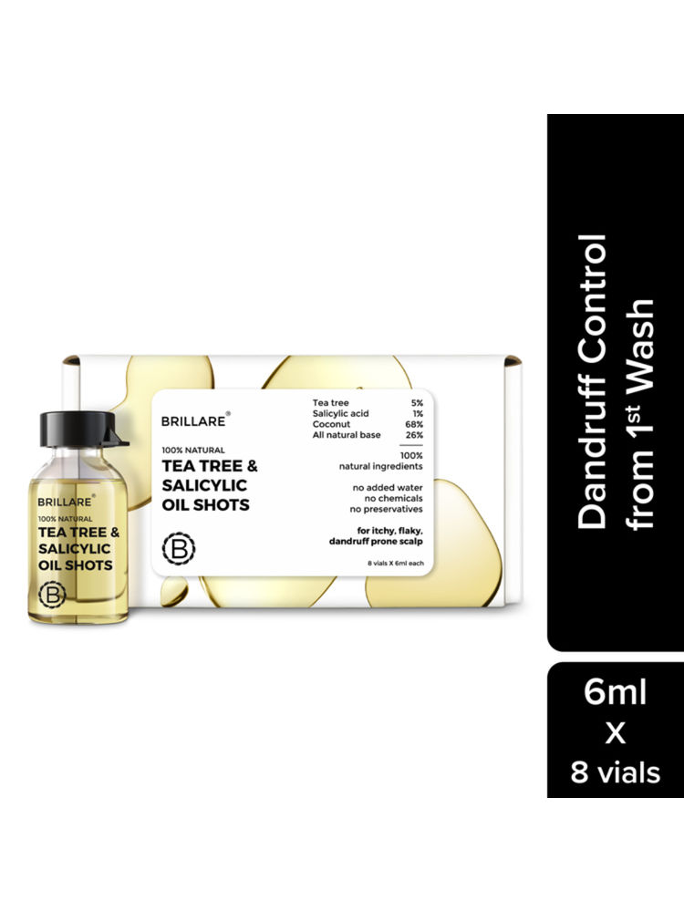 Brillare 5% Tea Tree Hair Oil Shots for Dandruff & Itchy Scalp, with 1% Salicylic Acid