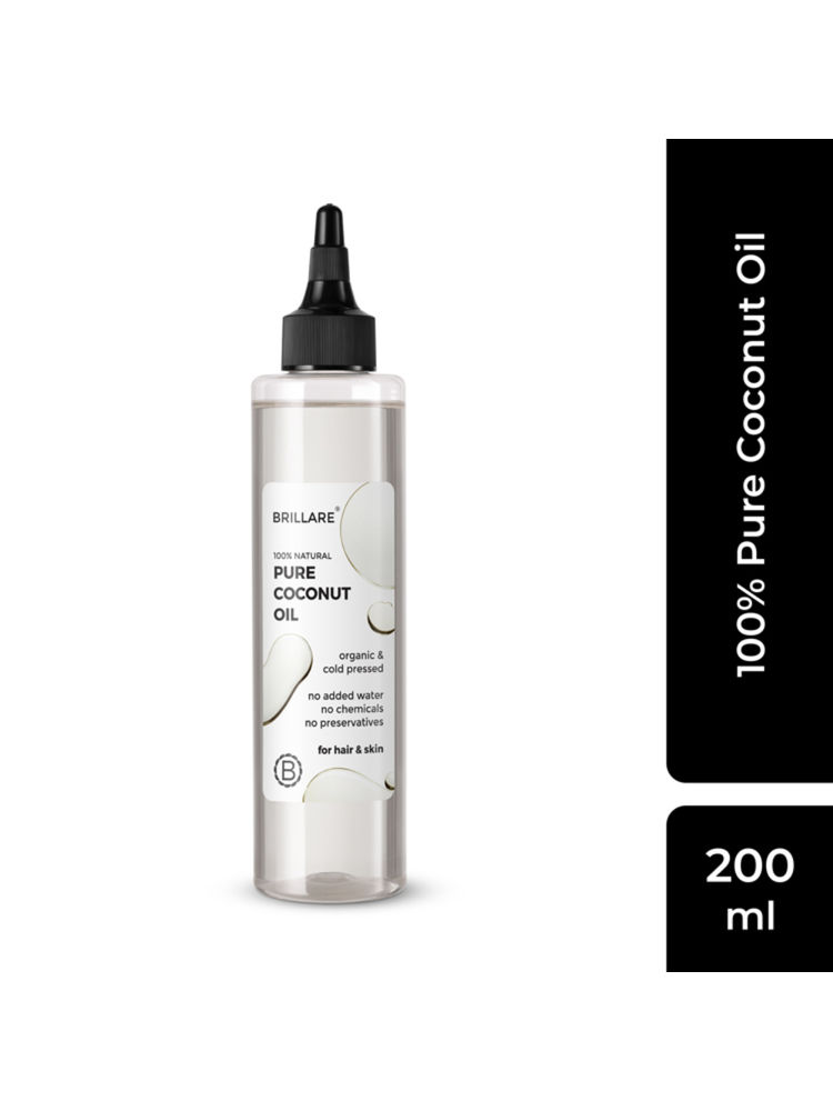 Brillare 100% Organic Pure Cold-Pressed Coconut Oil for Moisturizer, Repair & Anti-Frizz Hair