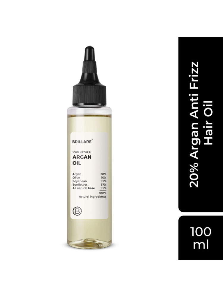 Brillare 20% Argan Oil for Dry, Frizzy Hair with 10% Olive Oil for Frizz Control & Manageable Hair