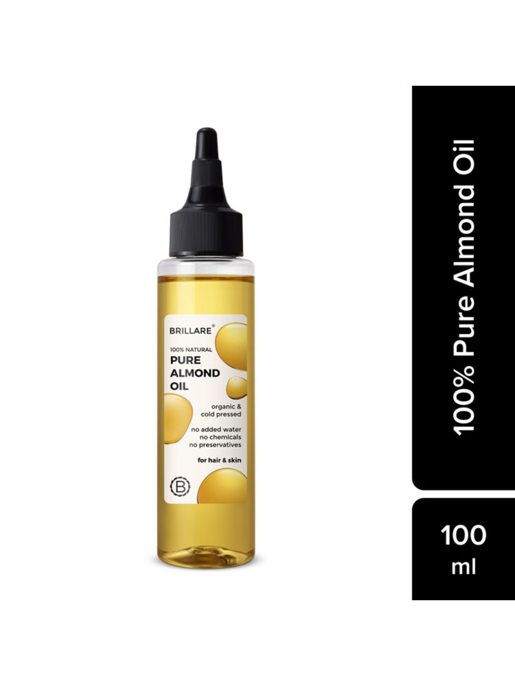 Brillare 100% Pure Cold Pressed Almond Oil Organic Almond Oil for Hair Growth & Glowing Skin