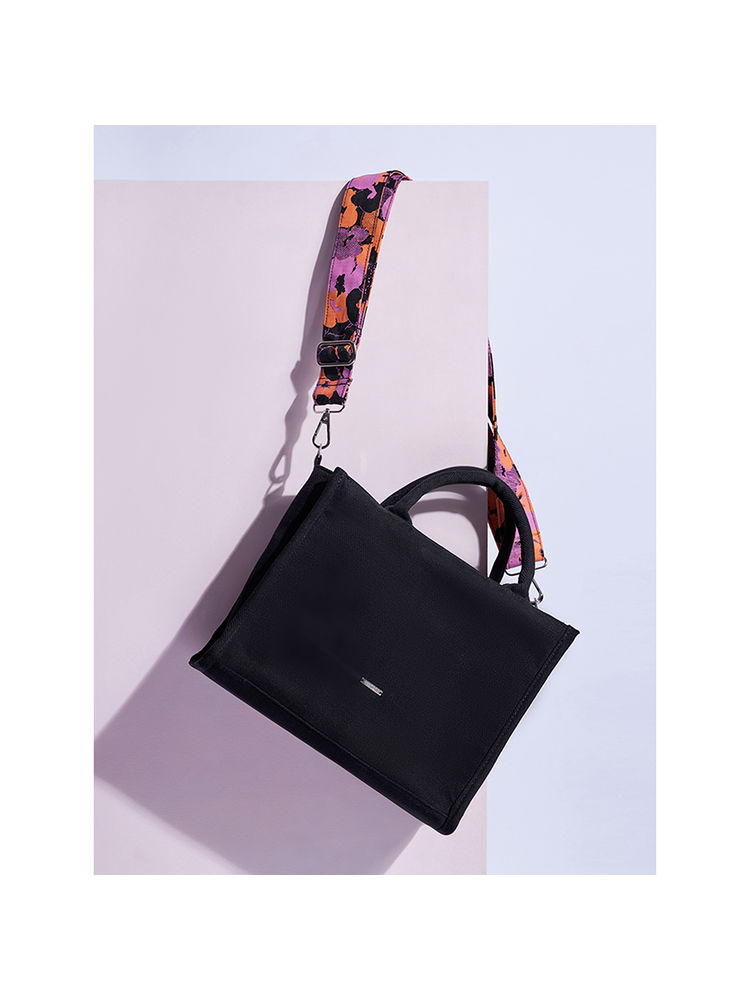 EcoRight Black Solid Satchel Handbag