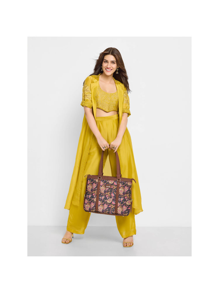 Zouk Womens Handcrafted Vegan Paisley Print Office Bag - Fits Upto 15.6 Inch Laptop