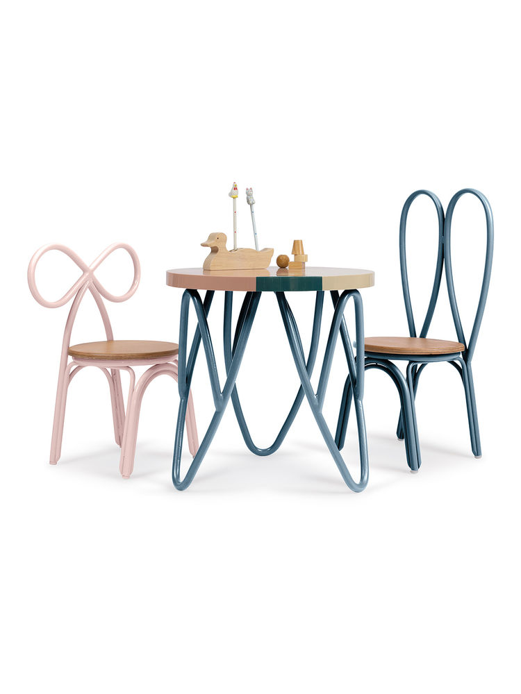 Living With Elan La Rosette Chair with Les Remous Table (Powder Pink, Moss Green)
