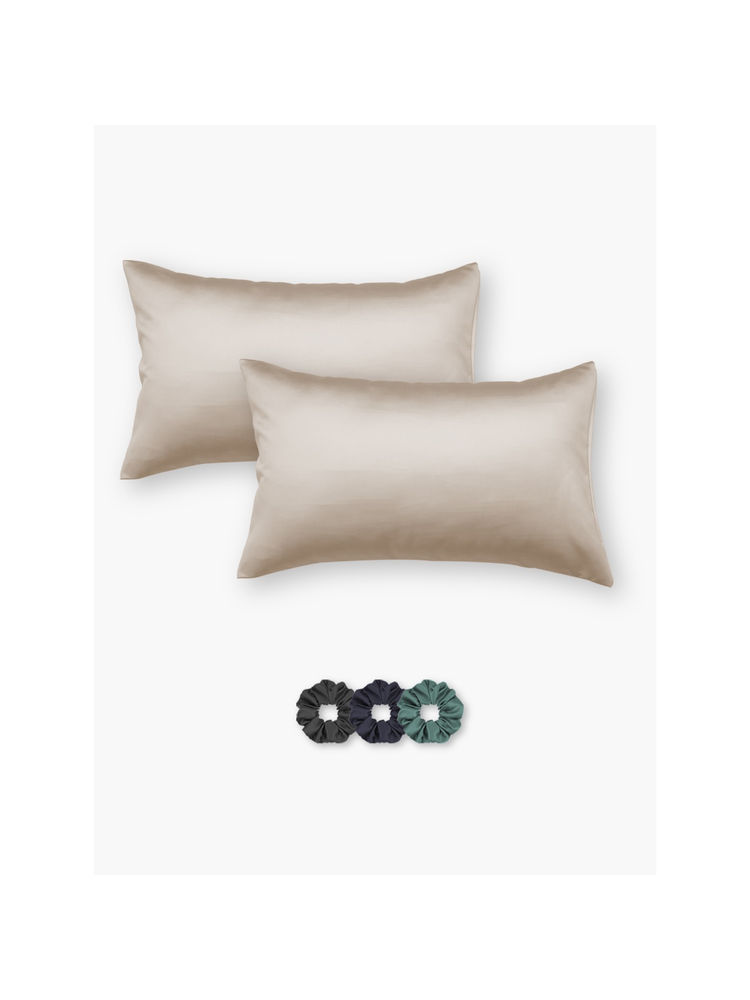SEEVO Cream Satin Pillow Covers - 17 x 27 Inches (Set of 2) (Free Size)