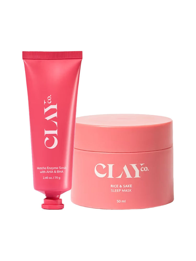ClayCo Matcha Enzyme Dead Skin Removal Scrub + Rice & Sake Sleeping Mask Combo