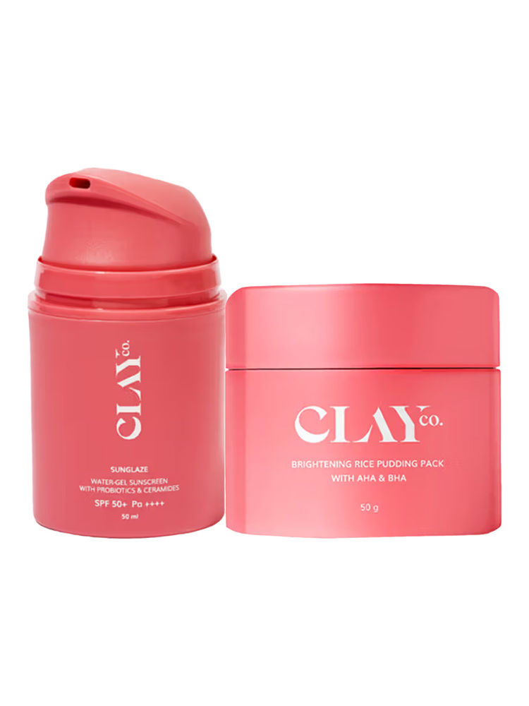 ClayCo Sunglaze Sunscreen SPF 50+ PA ++++, De Tan Brightening Rice Pudding Face Pack and Mask Combo-image-46