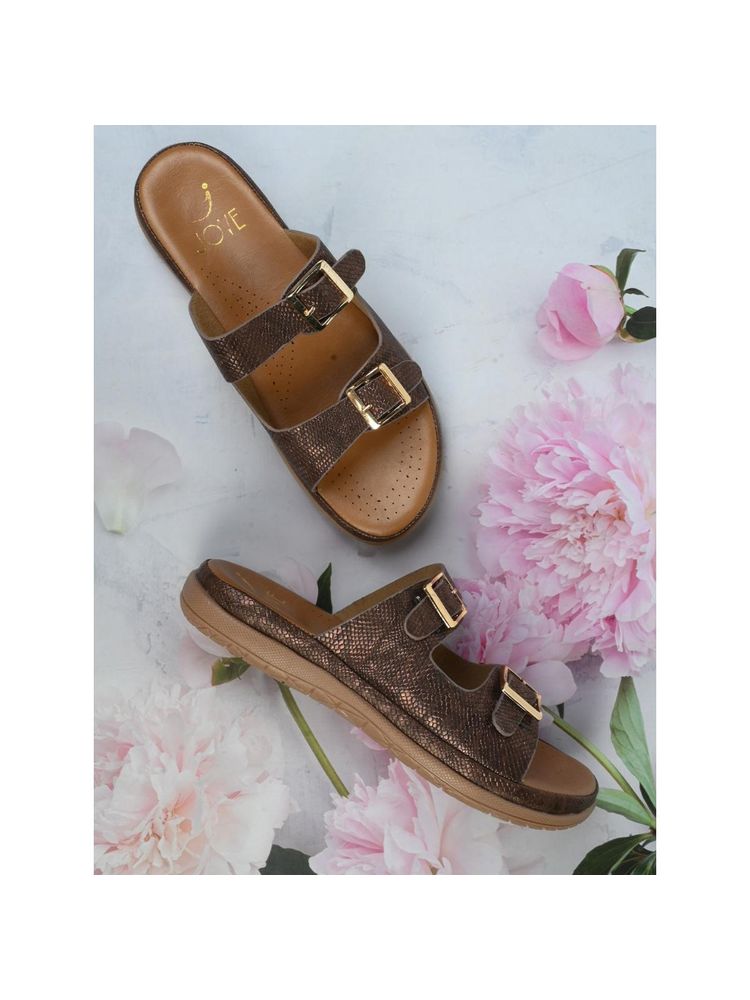 Jove Women Coffee Animal Print Sandals-image-4
