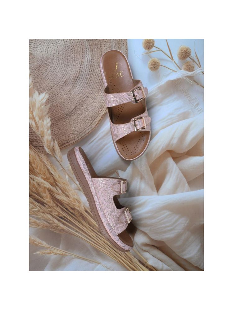 Jove Women Light Pink Animal Print Sandals-picture-10