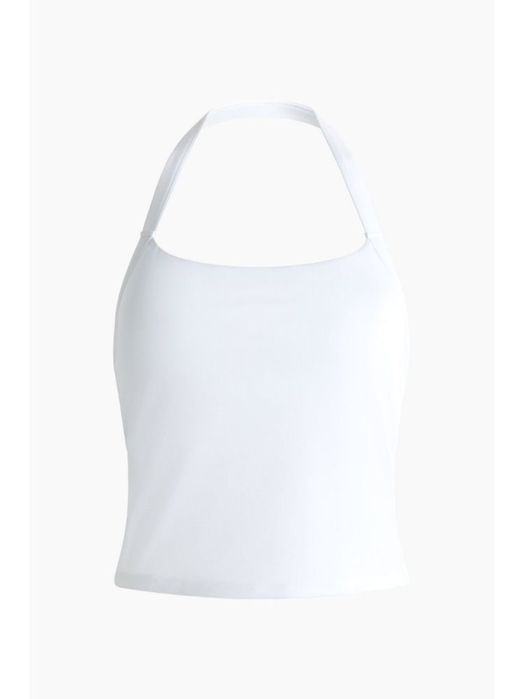 H&M Women White Halter Neck Sports Vest Top With Soft Move-picture-21