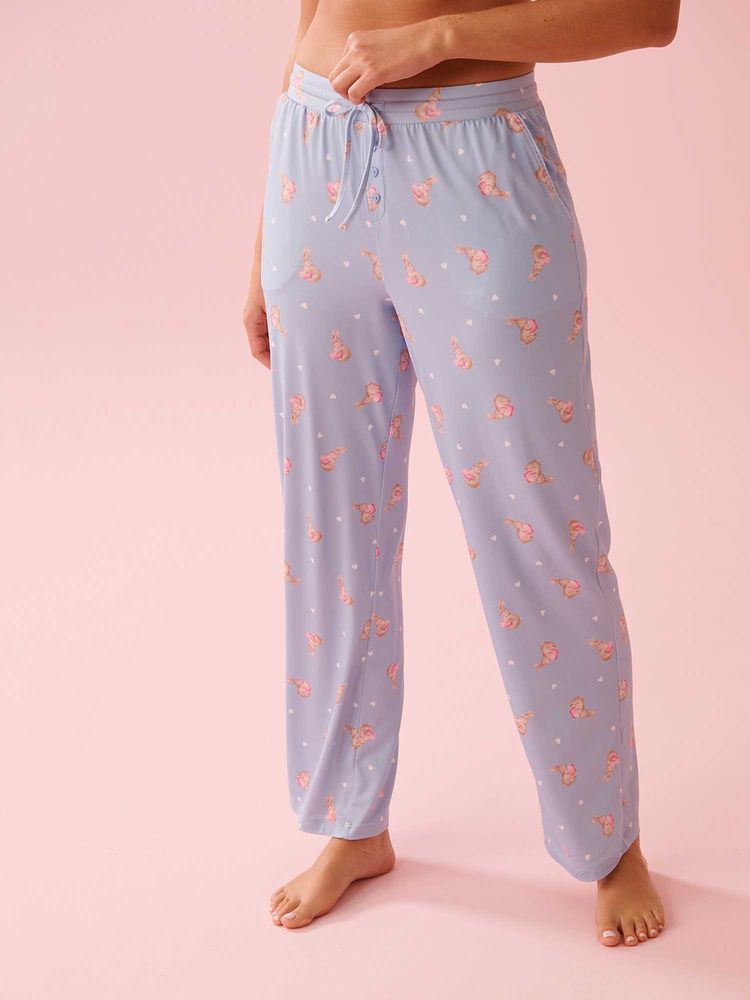 La Vie En Rose Rose Print Super Soft Pyjama Pants Blue-picture-10