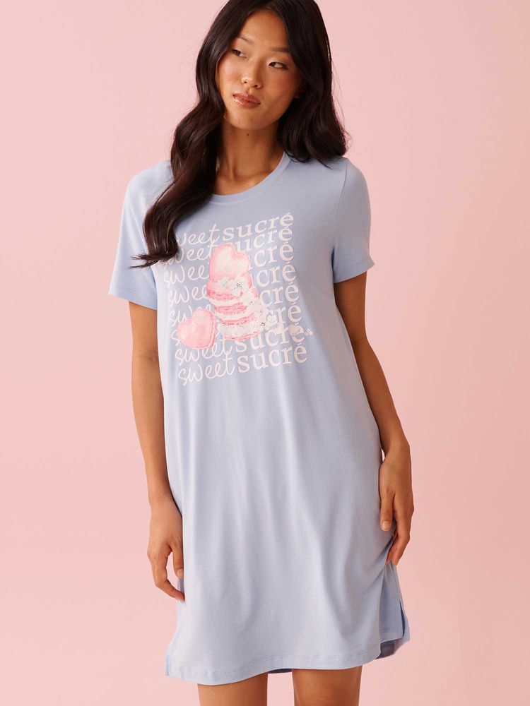 La Vie En Rose Heart Macaron Print Super Soft Sleepshirt-picture-4