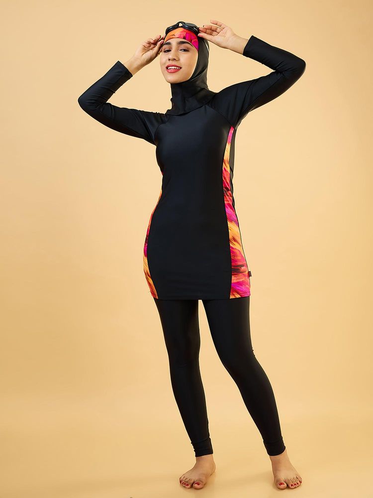LYCOT Women Nylon Swim Top With Tight & Head Cover Black-picture-15