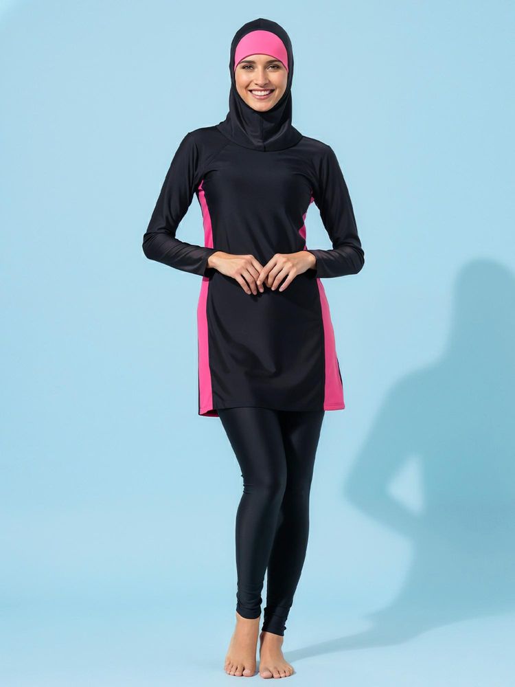 LYCOT Women Nylon Swim Top With Tight & Head Cover Black-picture-18