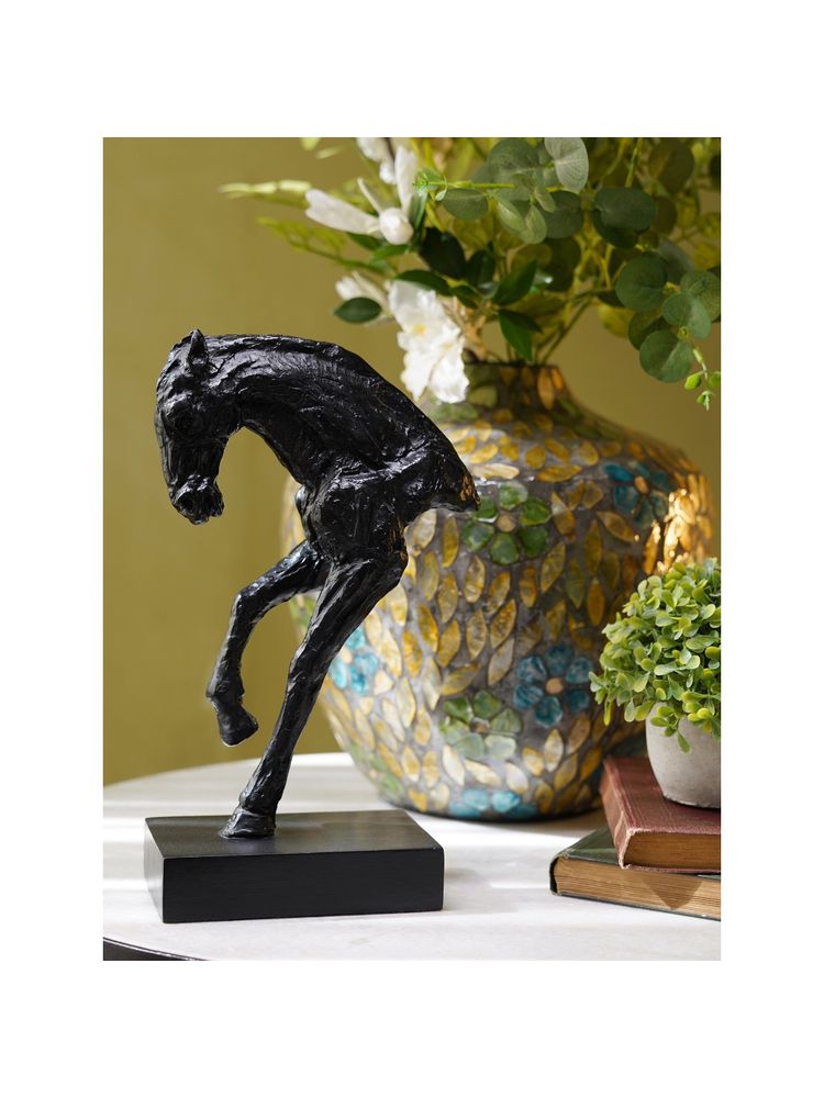 Pure Home + Living Black Horse Bust Polyresin Figurine with Stand-picture-12