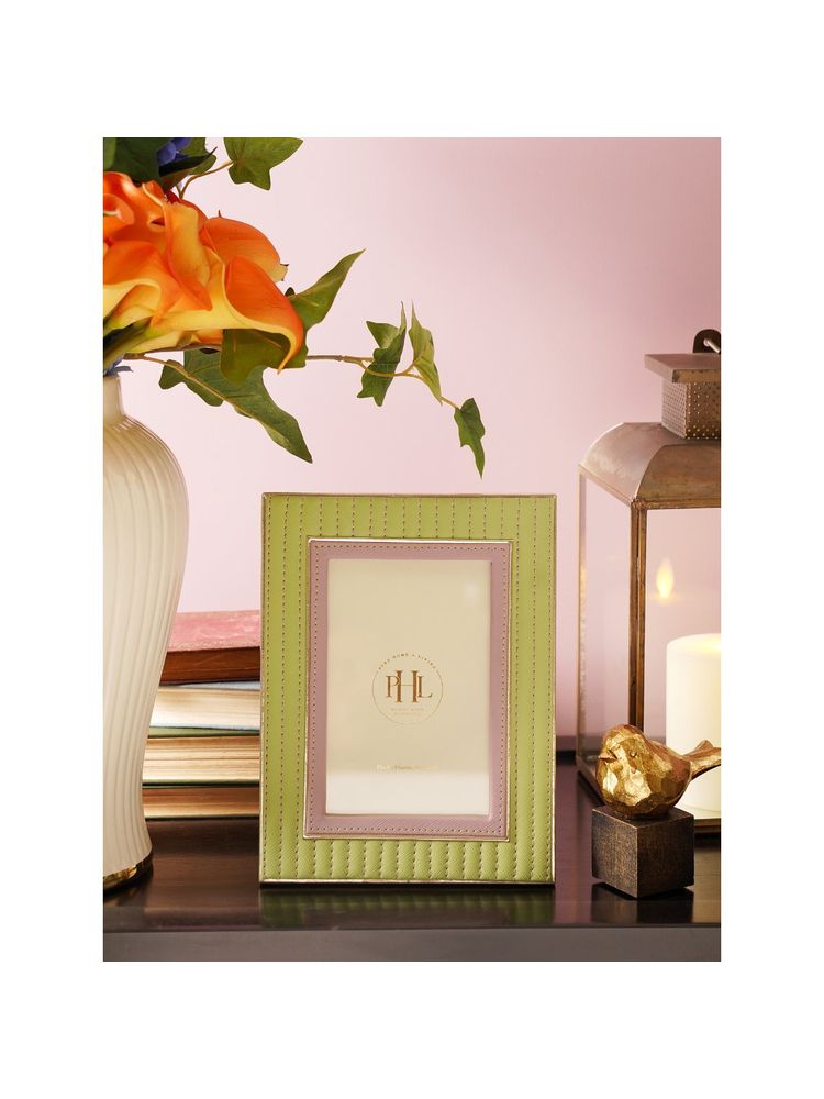 Pure Home + Living Green & Purple Stitched Faux Leather Photo Frame-picture-15