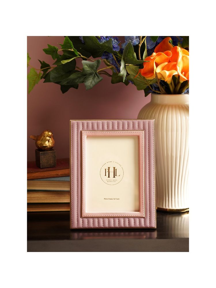 Pure Home + Living Purple & Pink Stitched Faux Leather Photo Frame-image-46