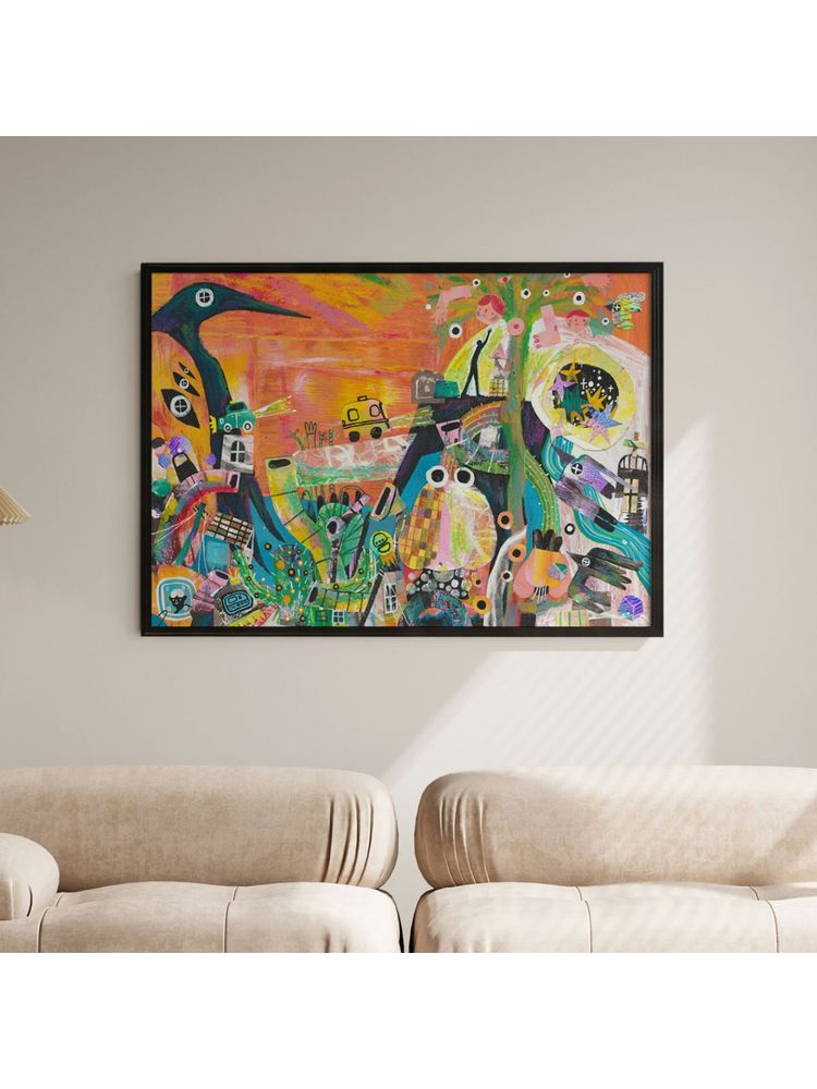 ARTCREST Multiply Large Painting Black Box Framed Canvas Wall Art Painting-image-7