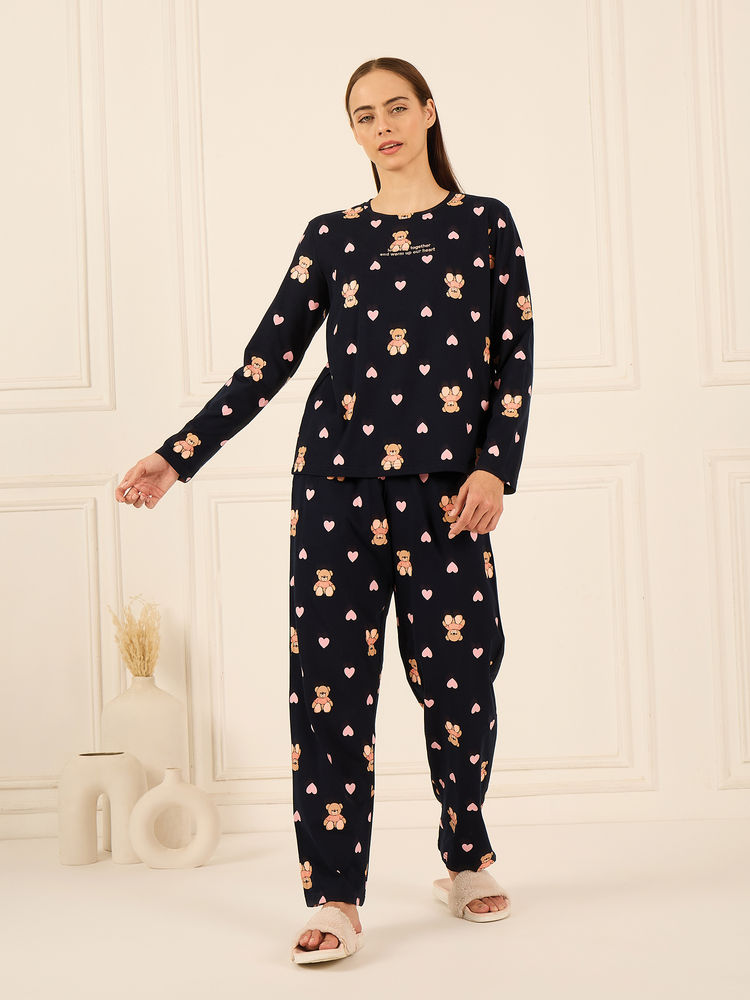 Sweet Dreams Women Black Printed T-shirt and Pyjama-picture-28