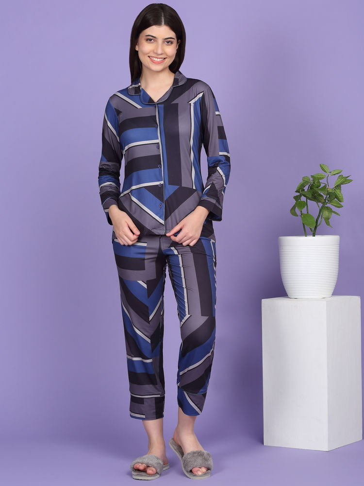 Sweet Dreams Women Blue Printed Shirt and Pyjama-picture-37