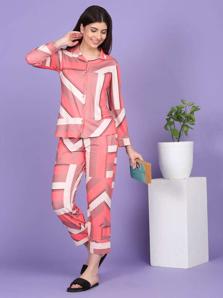 Sweet Dreams Women Peach Printed Shirt and Pyjama-picture-36
