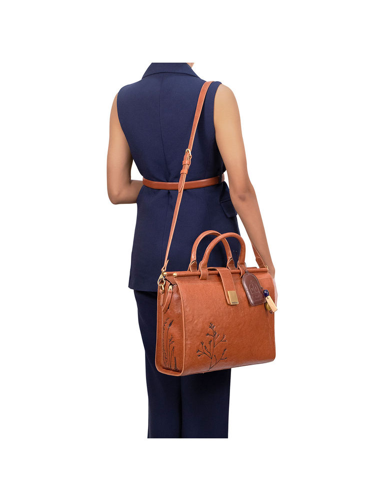 Hidesign Bloom - 01 Tan Women's Laptop Bag - (35.5 X 31 X 13 Cms) (L)