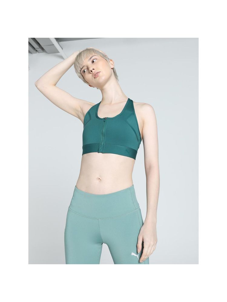 Puma Front Zip Womens Green Sports Bra-picture-27