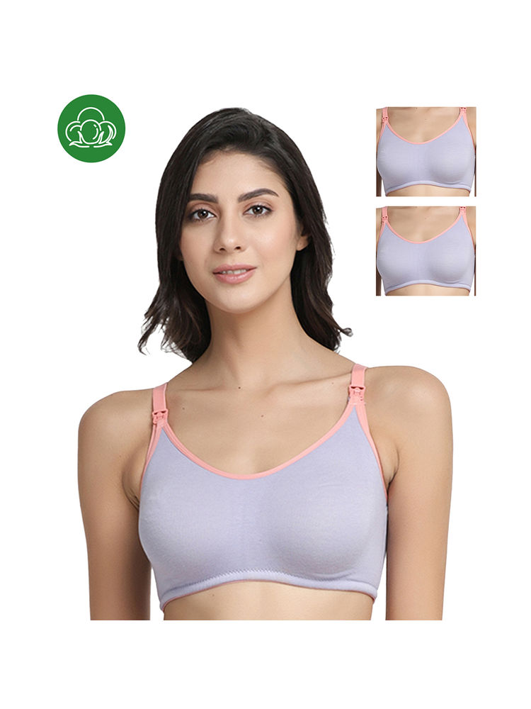 Inner Sense Organic Cotton Antimicrobial Nursing Bra Pack of 3 - Purple-picture-18
