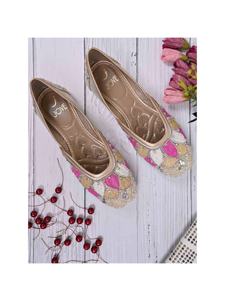 Jove Women Multi-Color Embellished Mojaris-picture-13