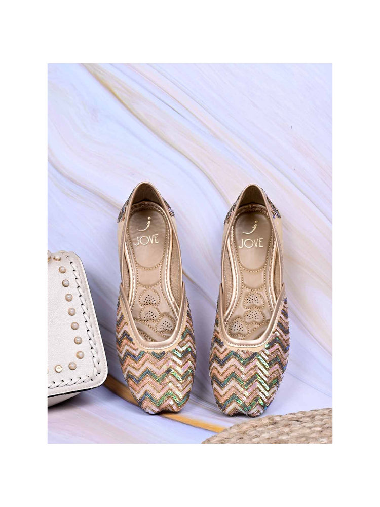 Jove Women Multi-Color Embellished Mojaris-picture-31