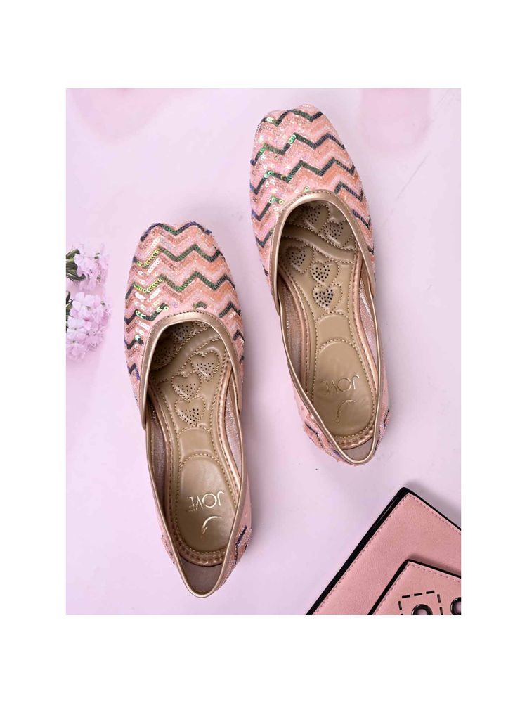 Jove Women Pink Embellished Mojaris-image-18