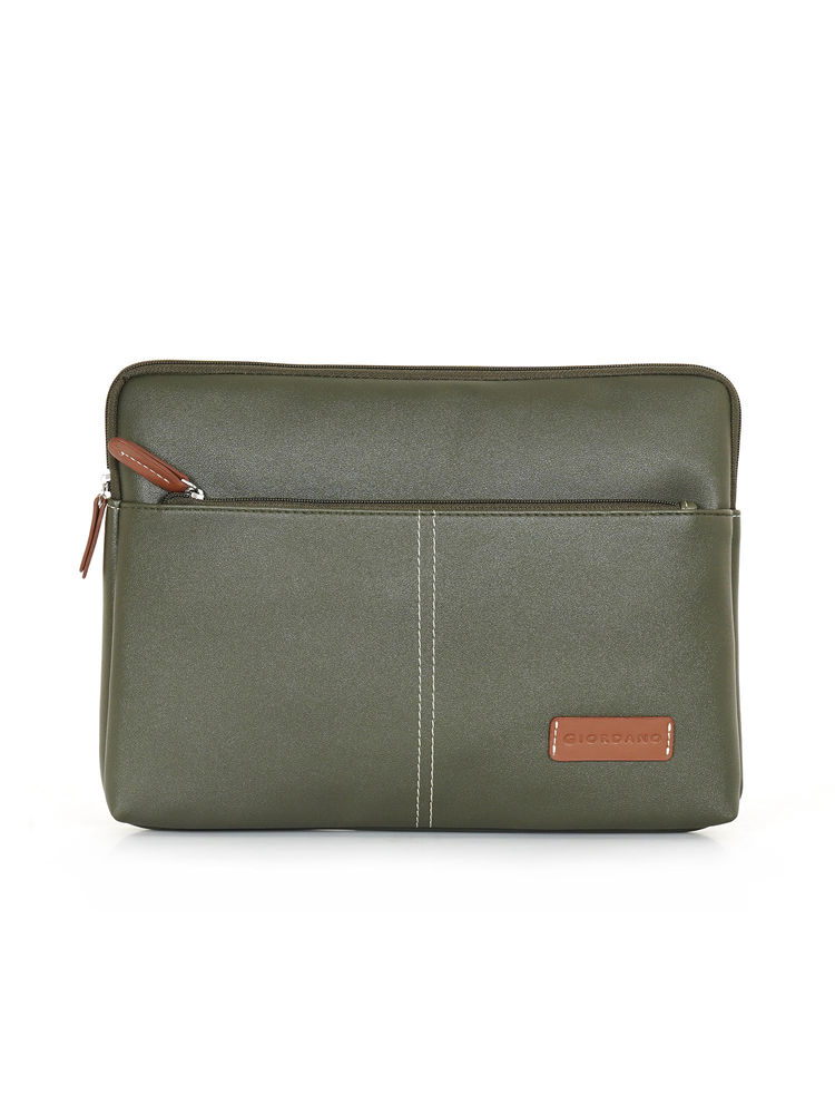 Giordano Olive Secure Slim Water-Resistant Vegan Leather 13-Inch Tablet & iPad Sleeve-image-19