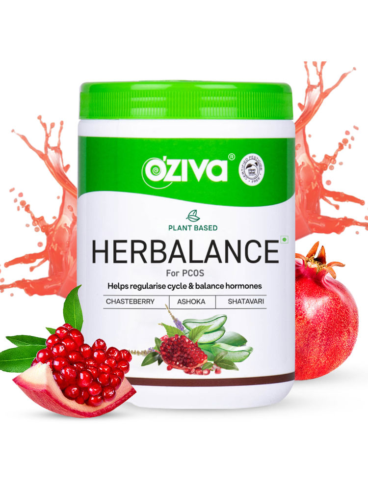 OZiva Plant Based HerBalance for PCOS with Myo-Inositol- Promotes Better Cycle & Hormonal Balance